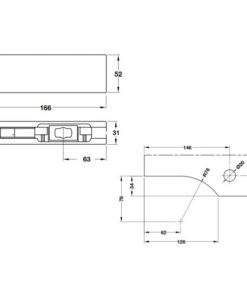 Kích thước của Kẹp kính dưới Inox mờ Hafele 981.50.010
