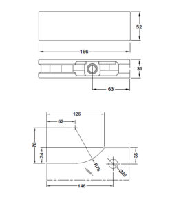 Kích thước của Kẹp kính trên Inox bóng Hafele 981.00.657
