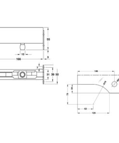 Kích thước của Kẹp kính trên khung gắn tường Inox mờ Hafele 981.50.050