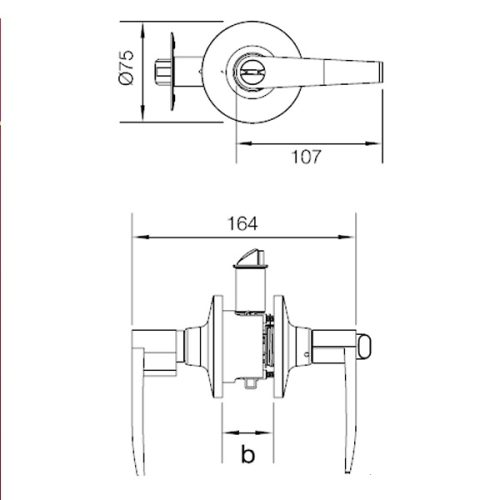 Kích thước của Khóa tay nắm gạt cửa vệ sinh Hafele 489.10.175