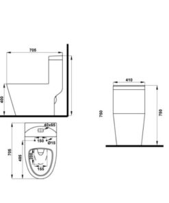 Kích thước bồn cầu 1 khối Iconic Hafele 588.79.402
