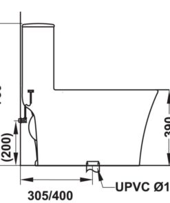 Kích thước bồn cầu 1 khối Sapporo Hafele 588.79.407