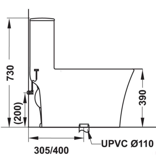 Kích thước bồn cầu 1 khối Sapporo Hafele 588.79.407