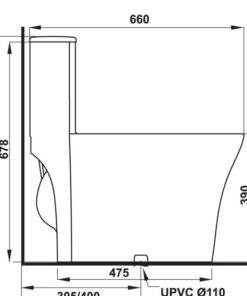 Kích thước bồn cầu 1 khối Sapporo Hafele 588.79.409