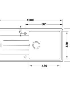 Kích thước chậu đá Hafele 1000mm HS20-GED1S60 570.32.830