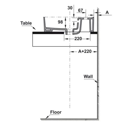 Kích thước chậu Lavabo sứ đặt bàn Sapporo 500 Hafele 588.79.032