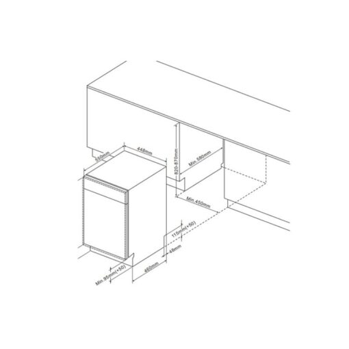 Kích thước máy rửa chén âm toàn phần Fagor 3LVF-42IT