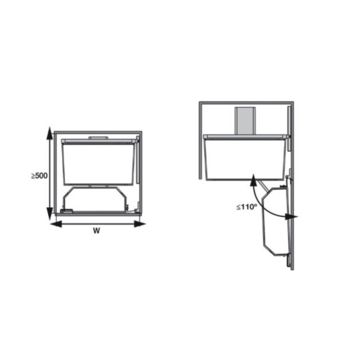 Kích thước của Tủ đồ khô 600mm Tandem Pantry Hafele 545.94.650