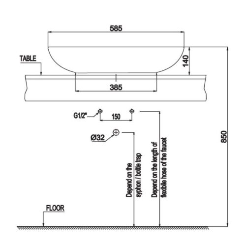 Lắp đặt chậu Lavabo đặt bàn Sapporo 585 Hafele 588.79.030