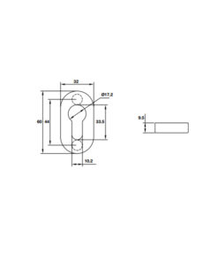 Kích thước của Nắp che ruột khóa Oval Hafele 902.52.294