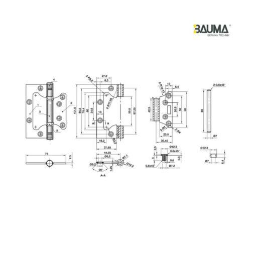 Bản lề âm dương Bauma 926.20.355 - Ảnh 2