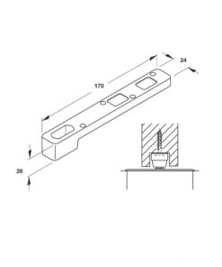 Kích thước của Phụ kiện cho bản lề sàn Hafele 932.79.090