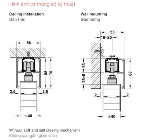 Phụ kiện cửa trượt Slido Classic 120P Hafele 940.82.252 5 Kích thước của Phụ kiện cửa trượt Slido Classic 120P Hafele 940.82.252