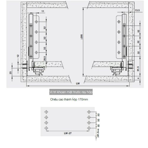 Ray hộp Hafele 552.35.355 Alto S PTO xám đậm H170/500mm 7 phu kien nha bep 552 35 355 1 1