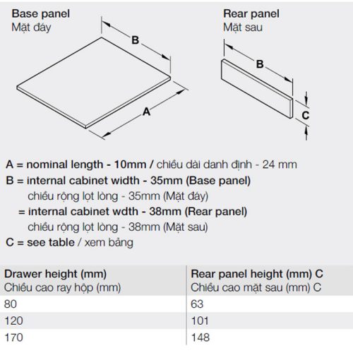 Ray hộp Hafele 552.35.355 Alto S PTO xám đậm H170/500mm 8 Ray hộp Hafele 552.35.355 Alto S PTO xám đậm H170/500mm