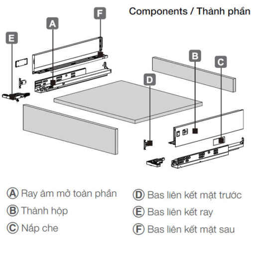 Ray hộp Hafele 552.35.355 Alto S PTO xám đậm H170/500mm - Ảnh 4