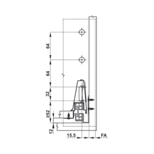 Ray hộp Hafele 552.79.785 Alto B199 500mm trắng, nắp kim loại