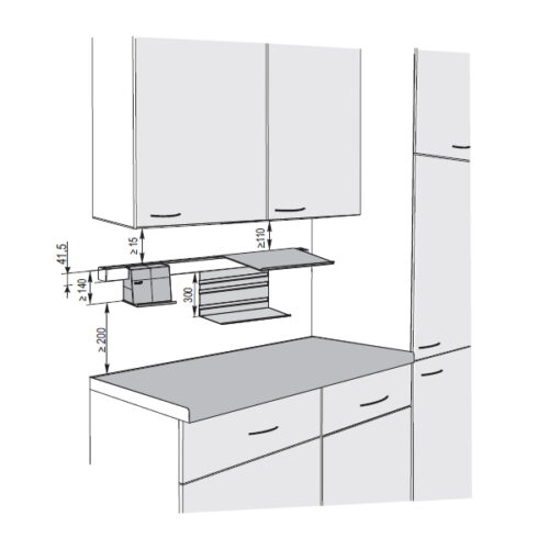 Kích thước của Phụ kiện nhà bếp treo tường Linero Mosaiq Hafele 521.02.572