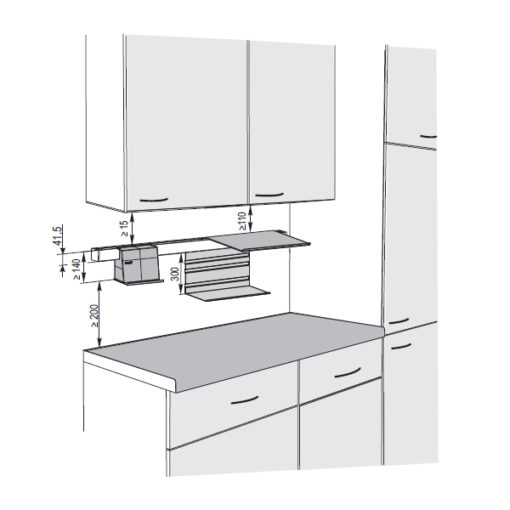 Kích thước của Phụ kiện nhà bếp treo tường Linero Mosaiq Hafele 521.02.572