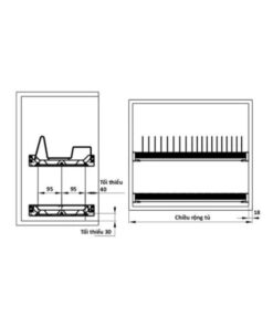 Kích thước của Rổ bát đĩa có khung Presto Hafele 544.40.008 Inox 304