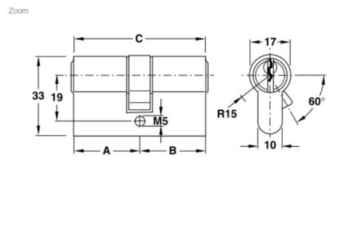 Ruột khóa 2 đầu Hafele 916.00.007, 63mm Đồng thau - Ảnh 2