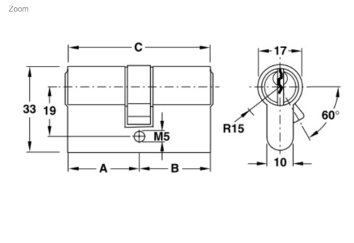 Ruột khóa 2 đầu Hafele 916.00.068, 81mm Đồng thau