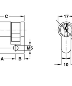 Ruột khóa 1 đầu Hafele 916.00.604, 50.5mm Đồng thau