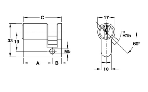 Ruột khóa 1 đầu Hafele 916.00.604, 50.5mm Đồng thau