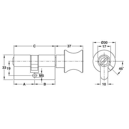 Ruột khóa cho cửa phòng vệ sinh Hafele 916.08.725, 71mm Đồng thau