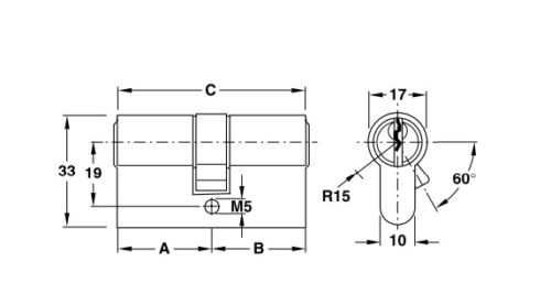 Ruột khóa 2 đầu Hafele 916.96.007, 60mm Đồng thau