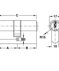 Ruột khóa 2 đầu Hafele 916.96.041, 90mm Đồng thau