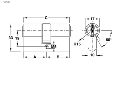 Ruột khóa 2 đầu Hafele 916.96.042, 100mm Đồng thau