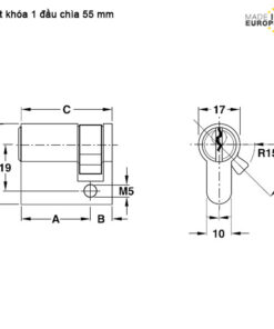 Ruột khóa 1 đầu Hafele 916.96.139, 55mm Đồng thau