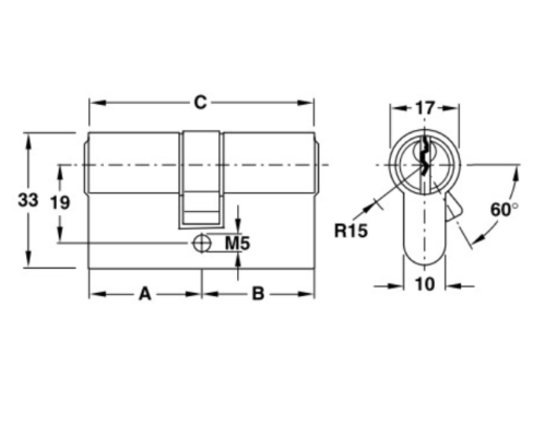 Ruột khóa 2 đầu Hafele 916.96.601, 65mm Đồng thau - Ảnh 2