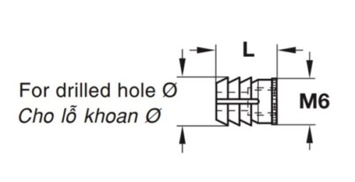 Kích thước của Tắc kê thân ốc liên kết Hafele 039.33.266