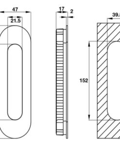Kích thước của Tay nắm âm Hafele 903.11.950