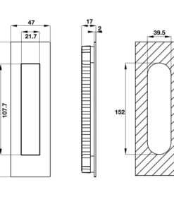 Kích thước của Tay nắm âm Hafele 903.11.960