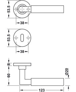 Kích thước của Tay nắm cửa phòng Hafele 903.92.696