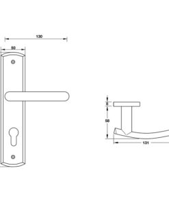 Kích thước của tay nắm gạt C/C 72mm Hafele 903.98.467