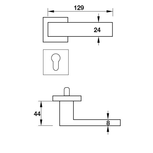 Tay nắm gạt có nắp che cửa phòng Hafele 903.99.427 5 Kích thước của Tay nắm gạt có nắp che cửa phòng Hafele 903.99.427