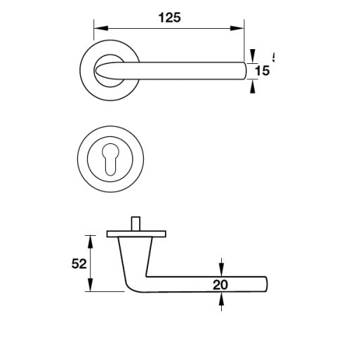 Tay nắm gạt có nắp che cửa phòng Hafele 903.99.977 5 Kích thước của Tay nắm gạt có nắp che cửa phòng Hafele 903.99.977