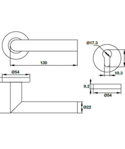 Kích thước của Tay nắm gạt cửa phòng Hafele 903.91.454