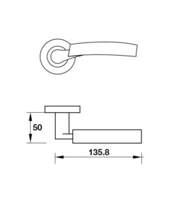 Kích thước của Tay nắm gạt cửa phòng Hafele 903.99.032