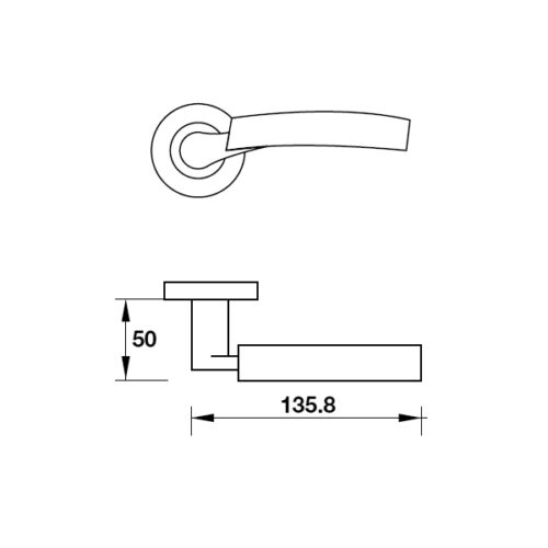 Kích thước của Tay nắm gạt cửa phòng Hafele 903.99.032