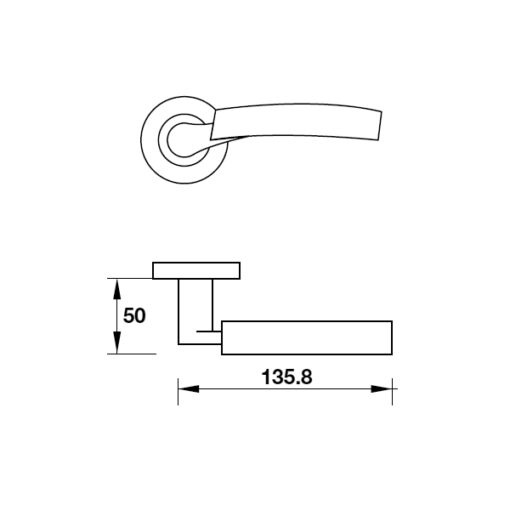 Kích thước của Tay nắm gạt cửa phòng Hafele 903.99.032