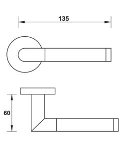 Kích thước của Tay nắm gạt cửa phòng Hafele 903.99.368