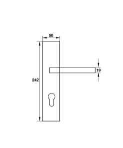 Kích thước của Tay nắm gạt đế dài C/C 72mm Hafele 903.99.303