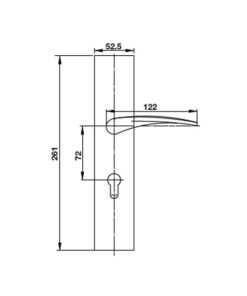 Kích thước của Tay nắm gạt mở trái C/C 72mm Hafele 903.99.322