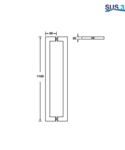 Kích thước của Tay nắm kéo dạng vuông Hafele 903.02.030