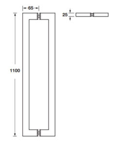 Kích thước của Tay nắm kéo vuông C/C 1075mm Hafele 499.68.039